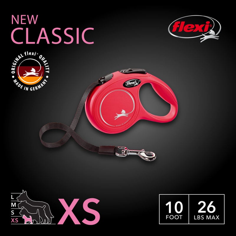 FLEXI New Classic Tape Retractable Dog Leash for Extra Small Dogs Upto 26 lbs. â€“ 10 ft., Red | Tangle Free Pet Walking Leash with One-Handed Brake, Pause, Lock|German Quality Product - Image 2